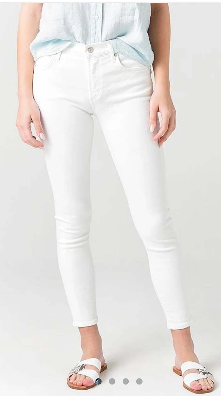 AGOLDE Sophie Mid Rise Ankle Phantom White Skinny Jeans 25 Stretch Denim